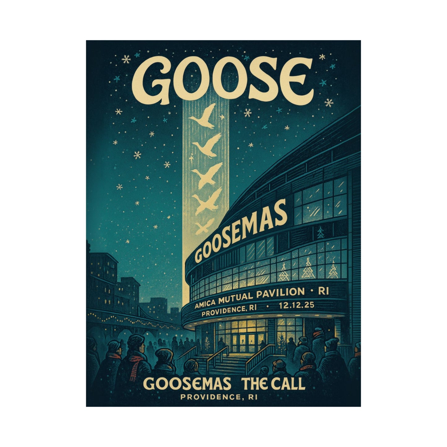 Goose Providence, RI | Amica Mutual Pavilion 12.12.25 | Concert Poster | Goosemas Night 1