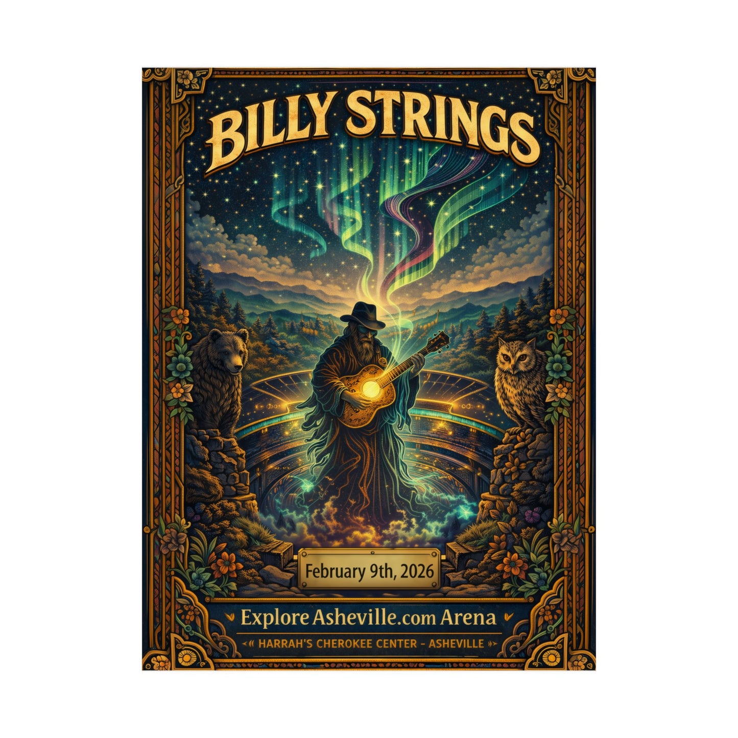 Billy Strings | 02/09/2026 | Asheville, NC | Concert Poster | N1