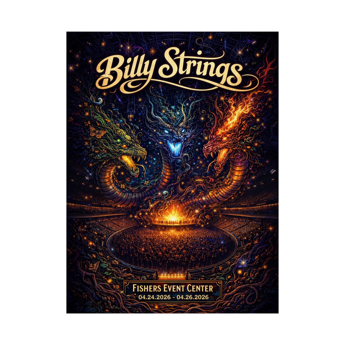 Billy Strings | 4/24/26 - 4/26/26 | Fishers, IN | Concert Poster  | V2