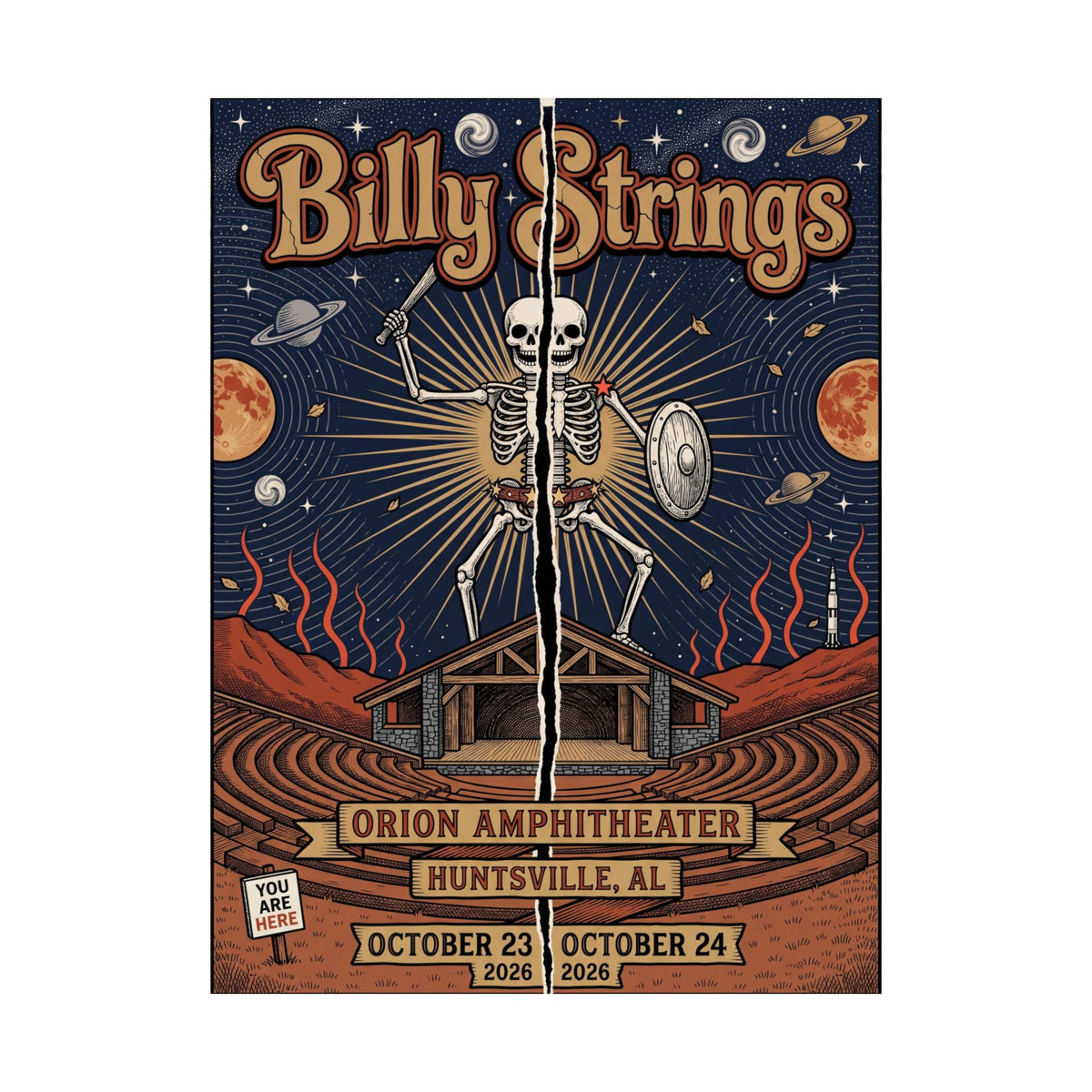 Billy Strings | October 23–24, 2026 | Huntsville, AL | Concert Poster