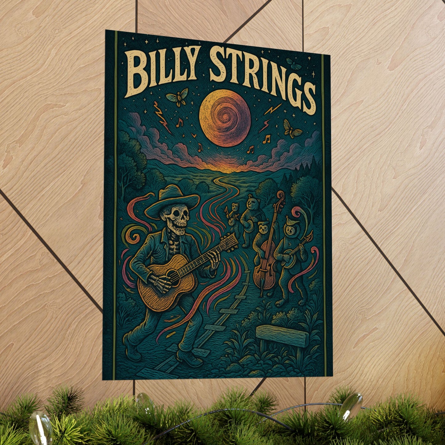 Billy Strings Skeleton Stringband Procession | Psychedelic Bluegrass Jam Band Fan Art Poster