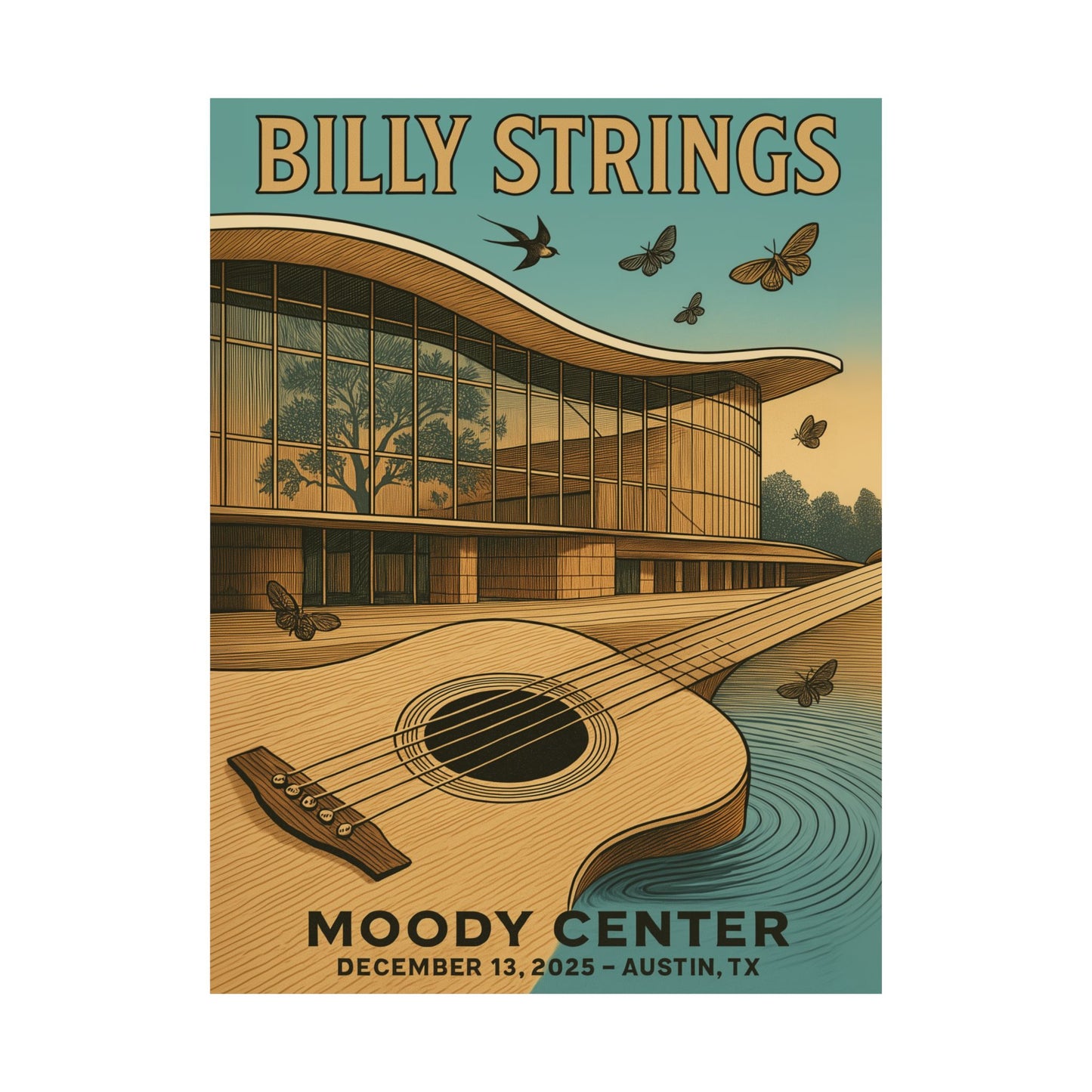 Billy Strings  Austin, TX | December 13, 2025| Moody Center | Concert Poster | Variant 2