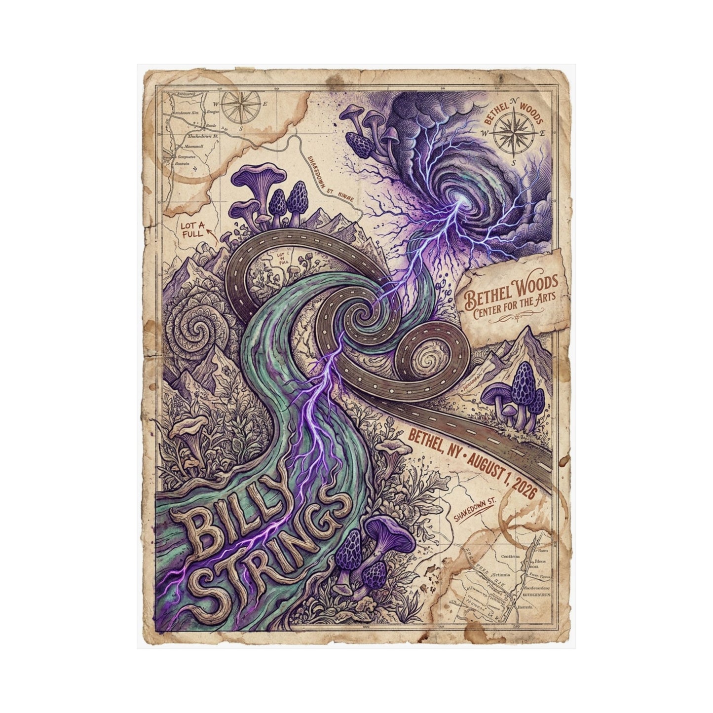 Billy Strings | August 1, 2026 | Bethel, NY | Concert Poster