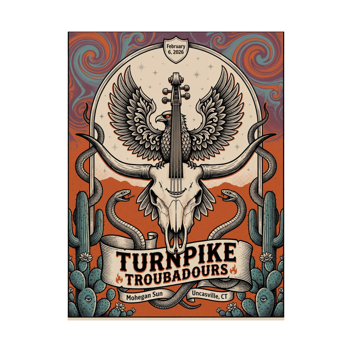 Turnpike Troubadours | February 6, 2026 | Uncasville, CT | Concert Poster