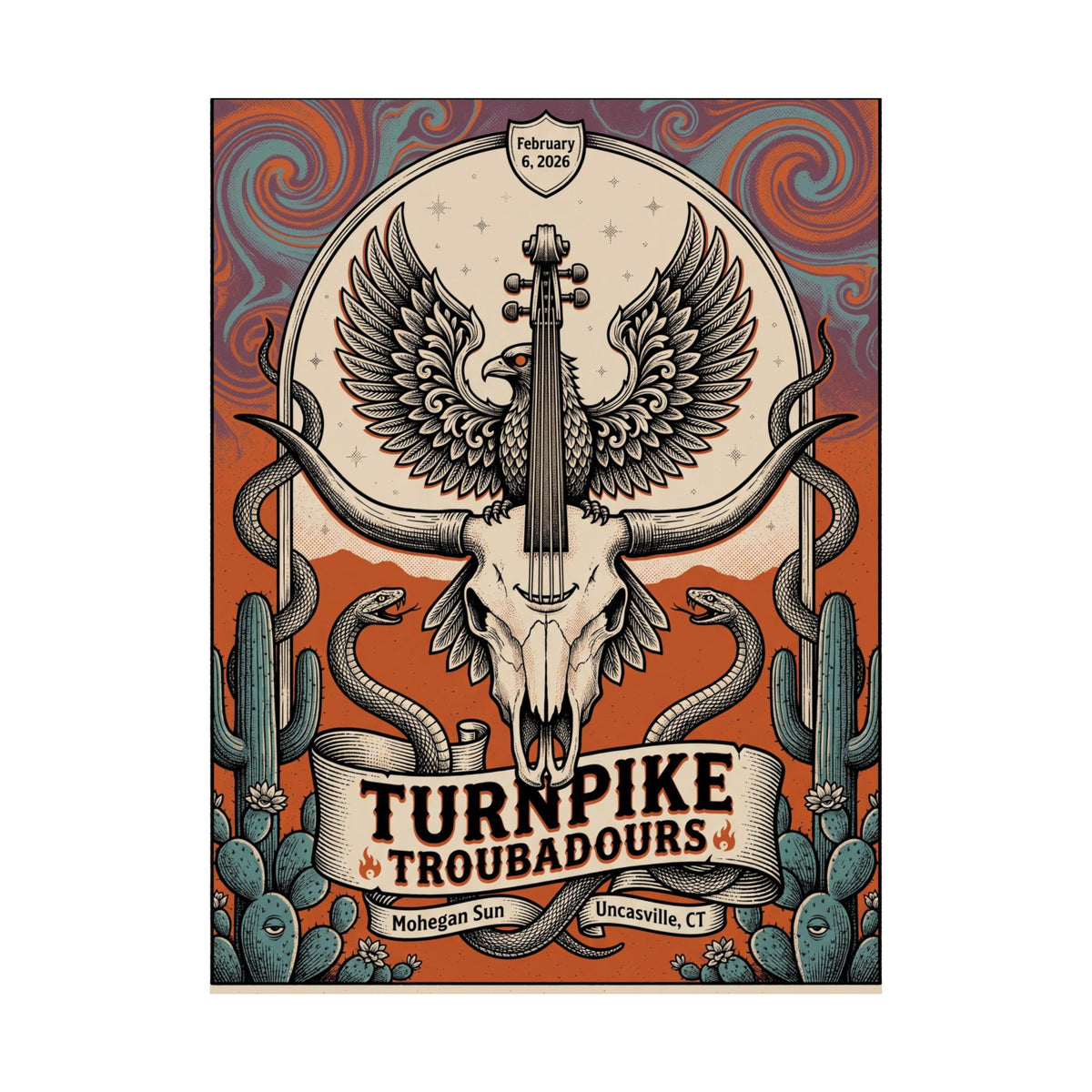 Turnpike Troubadours | February 6, 2026 | Uncasville, CT | Concert Poster