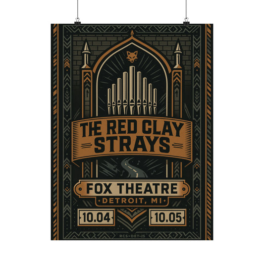 The Red Clay Strays Detroit MI Concert Print | October 4-5, 2025 | Fox Theatre | Variant 2