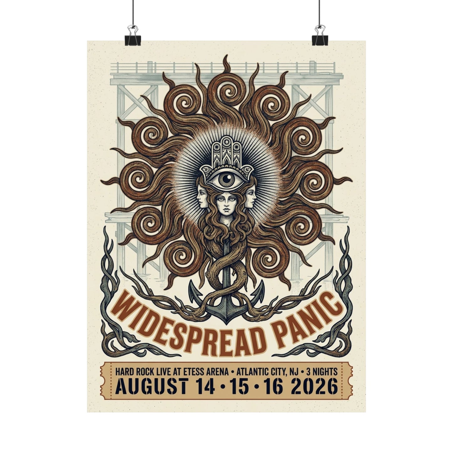 Widespread Panic | August 14–16, 2026 | Atlantic City, NJ | Concert Poster