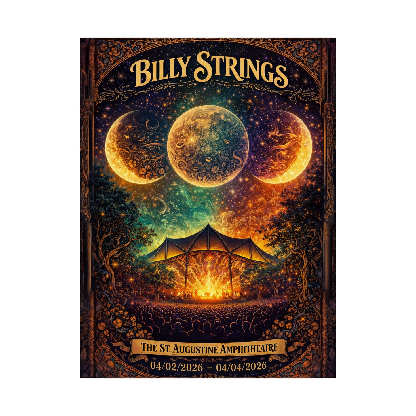 Billy Strings | 4/2/26 - 4/4/26 | St. Augustine, FL | Concert Poster  | V1