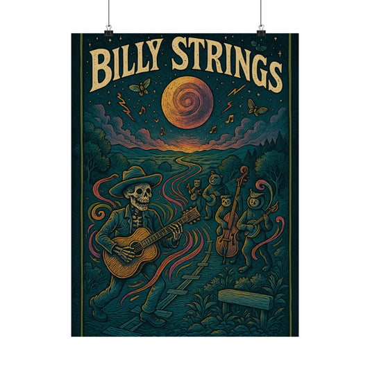 Billy Strings Skeleton Stringband Procession | Psychedelic Bluegrass Jam Band Fan Art Poster