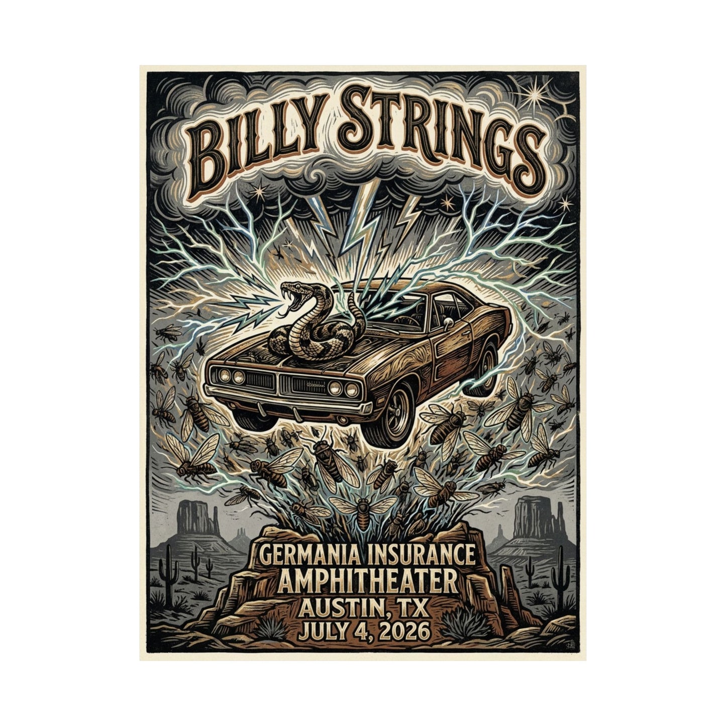 Billy Strings | July 4, 2026 | Austin, TX | Concert Poster