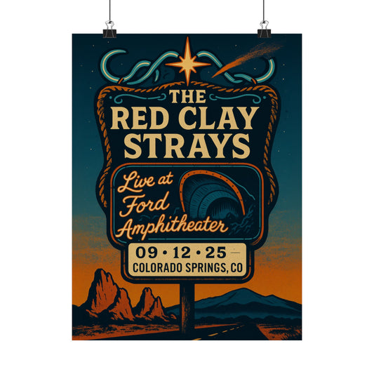 The Red Clay Strays Colorado Springs Concert Poster | September 12, 2025| Ford Amphitheater | Variant 2