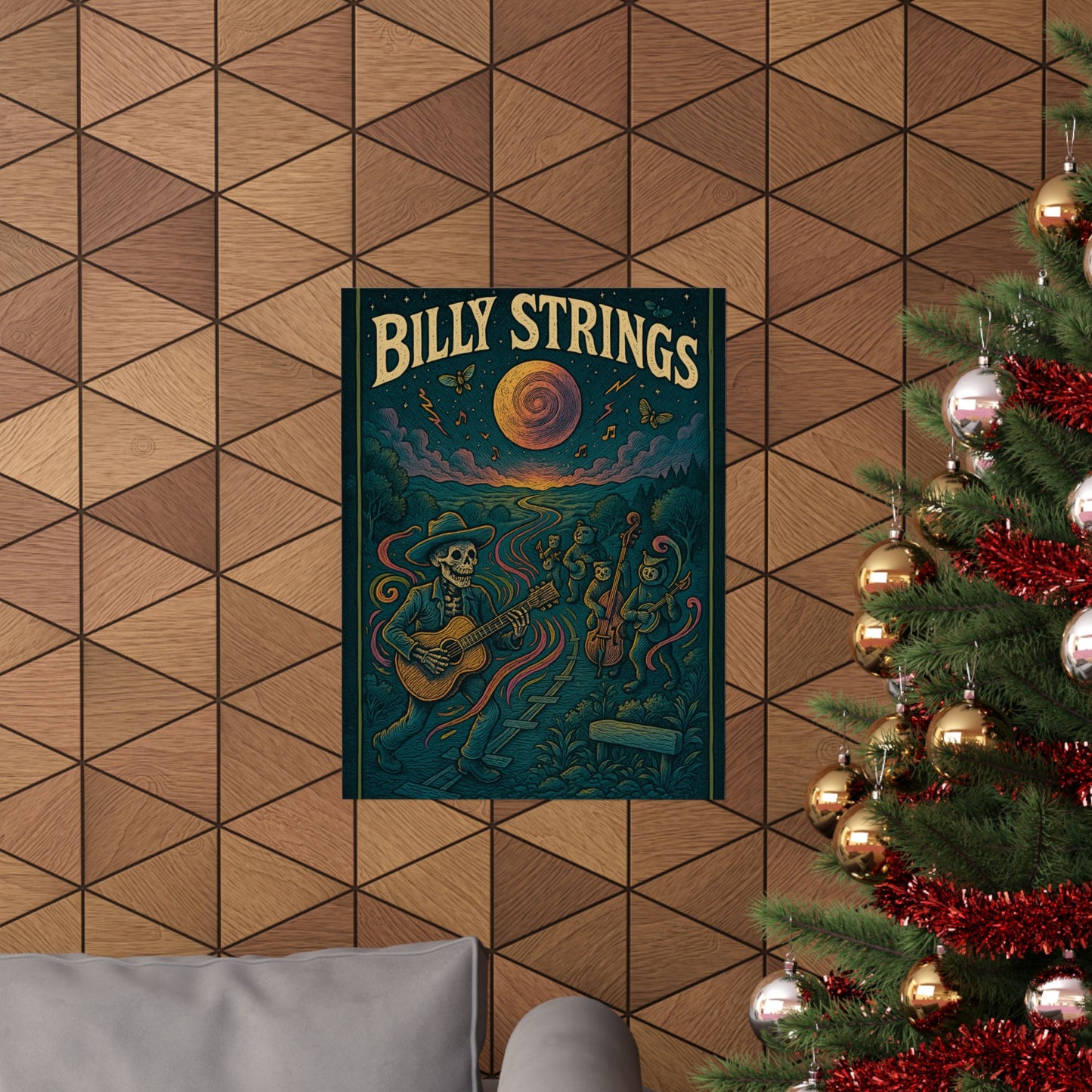 Billy Strings Skeleton Stringband Procession | Psychedelic Bluegrass Jam Band Fan Art Poster