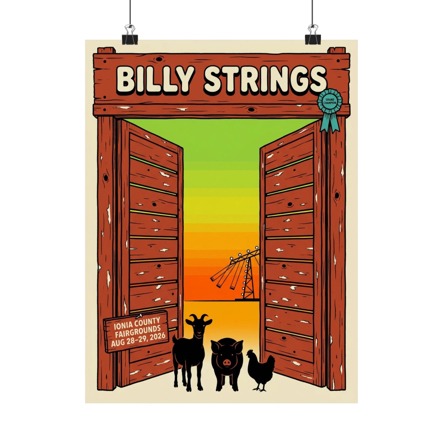 Billy Strings | August 28–29, 2026 | Ionia, MI | Concert Poster