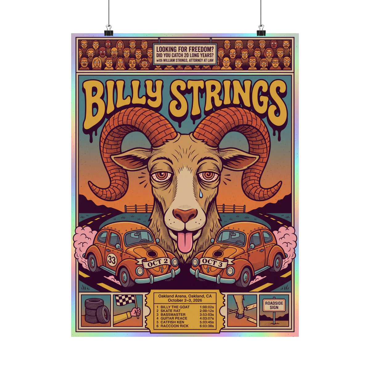 Billy Strings | October 2–3, 2026 | Oakland, CA | Concert Poster