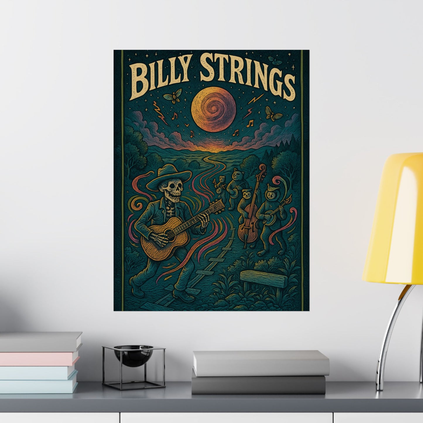 Billy Strings Skeleton Stringband Procession | Psychedelic Bluegrass Jam Band Fan Art Poster