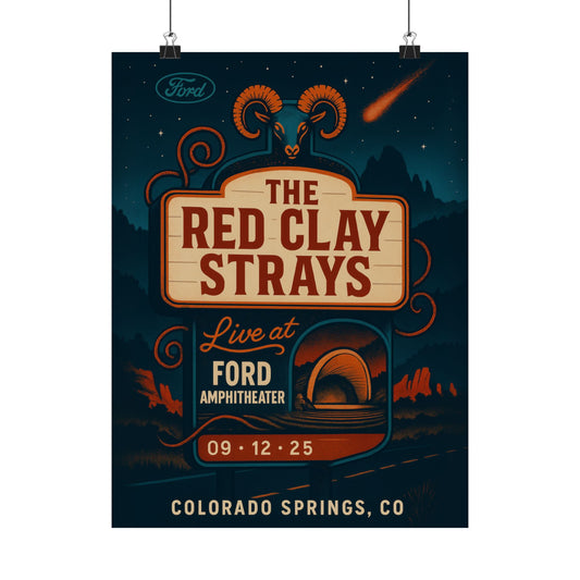 The Red Clay Strays Colorado Springs Concert Poster | September 12, 2025| Ford Amphitheater | Variant 3
