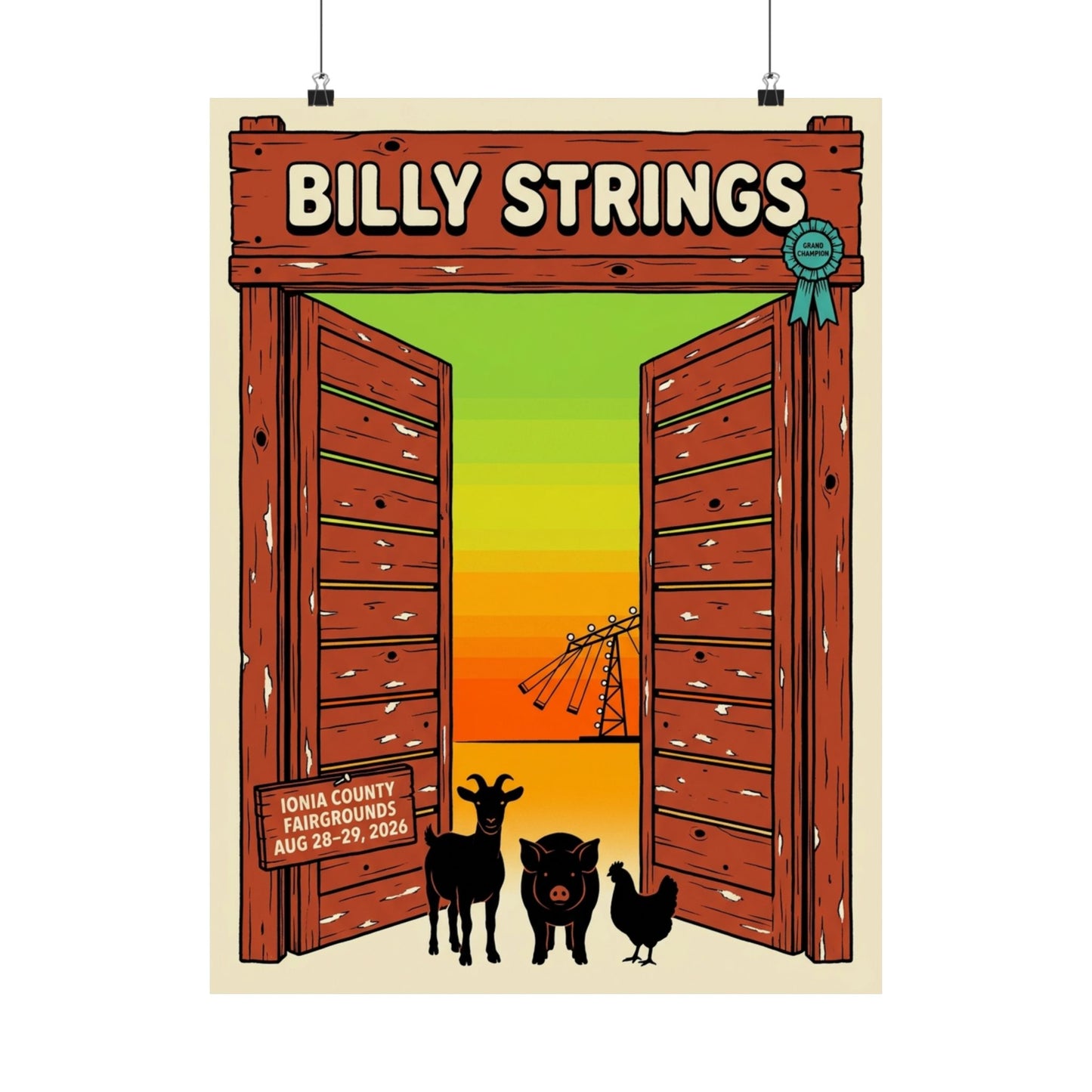 Billy Strings | August 28–29, 2026 | Ionia, MI | Concert Poster
