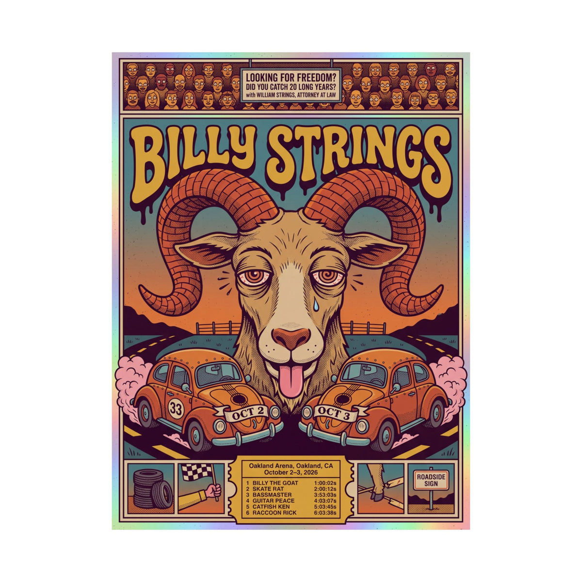 Billy Strings | October 2–3, 2026 | Oakland, CA | Concert Poster