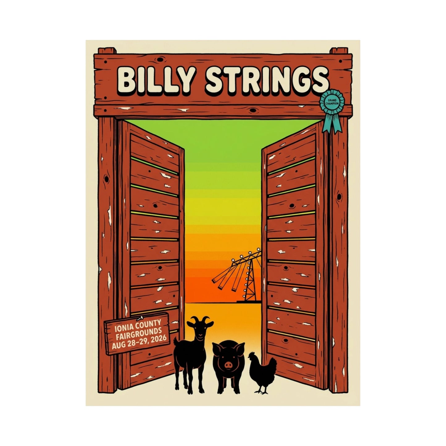 Billy Strings | August 28–29, 2026 | Ionia, MI | Concert Poster