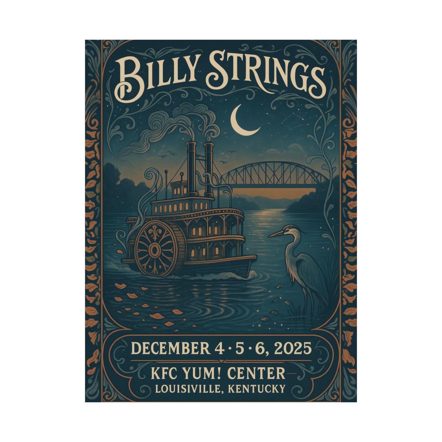 Billy Strings Louisville| December 4-6, 2025 | KFC Yum! Center |Concert Print | Variant 2