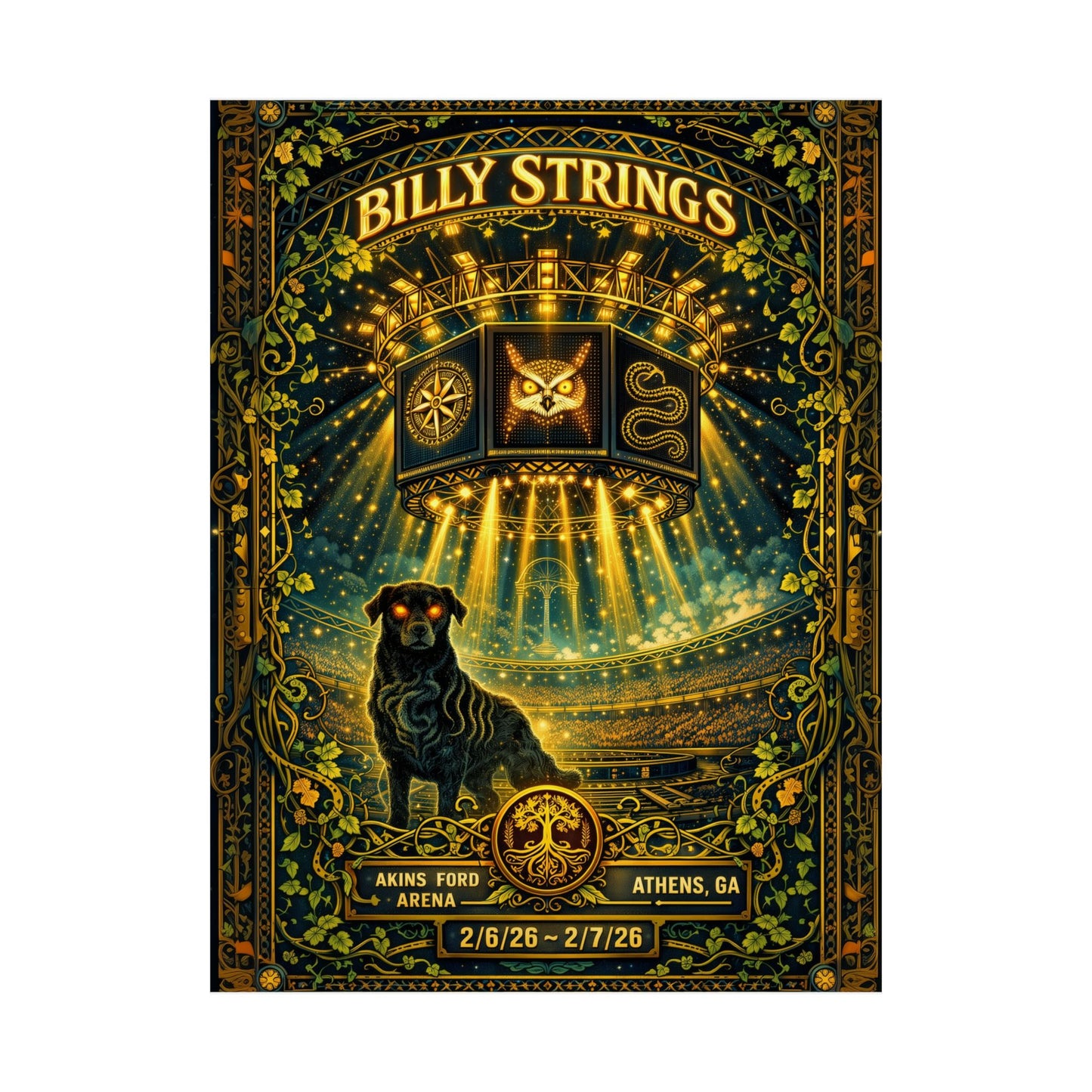 Billy Strings | 2/6/26 - 2/7/26 | Athens, GA | Concert Poster  | V1