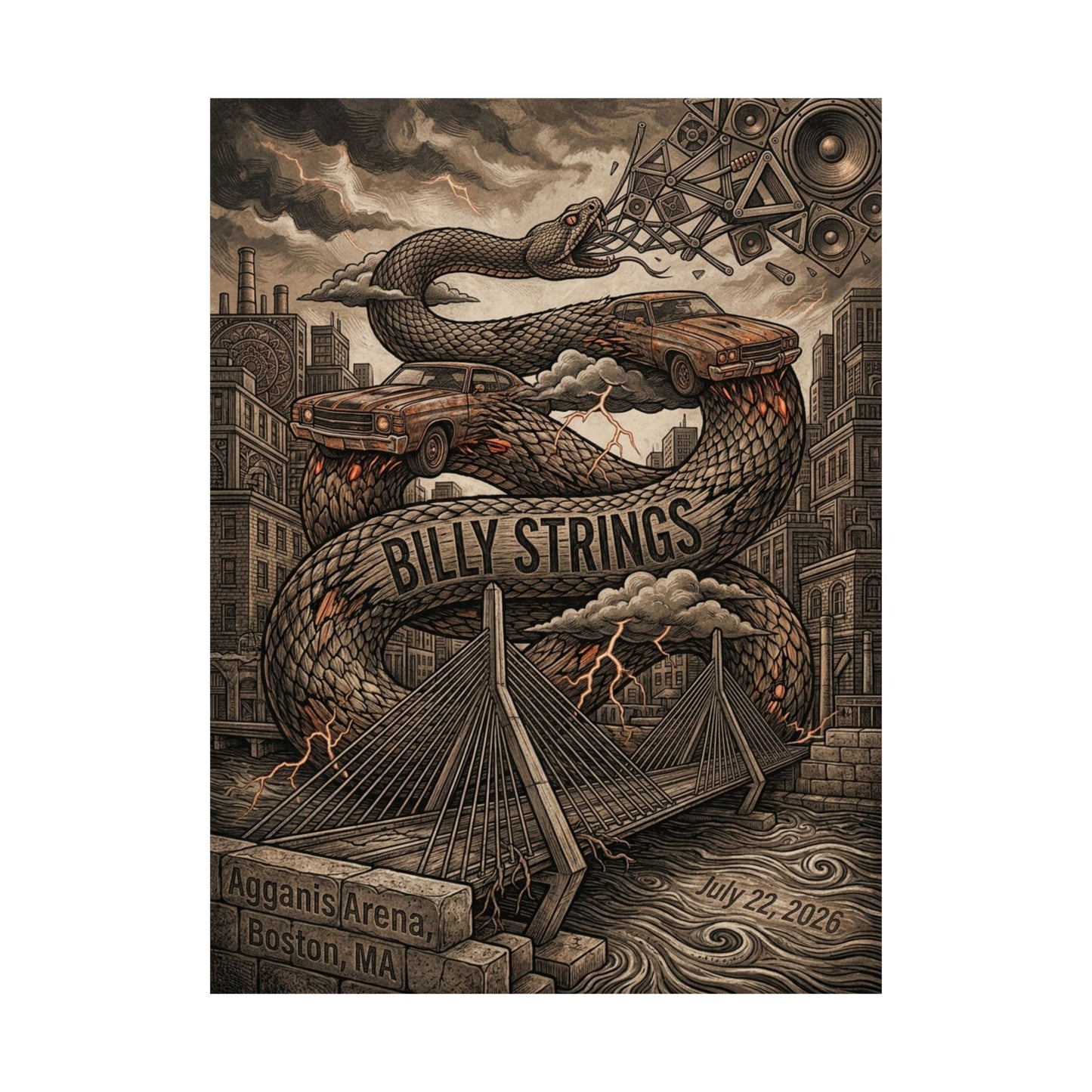Billy Strings | July 22, 2026 | Boston, MA | Concert Poster