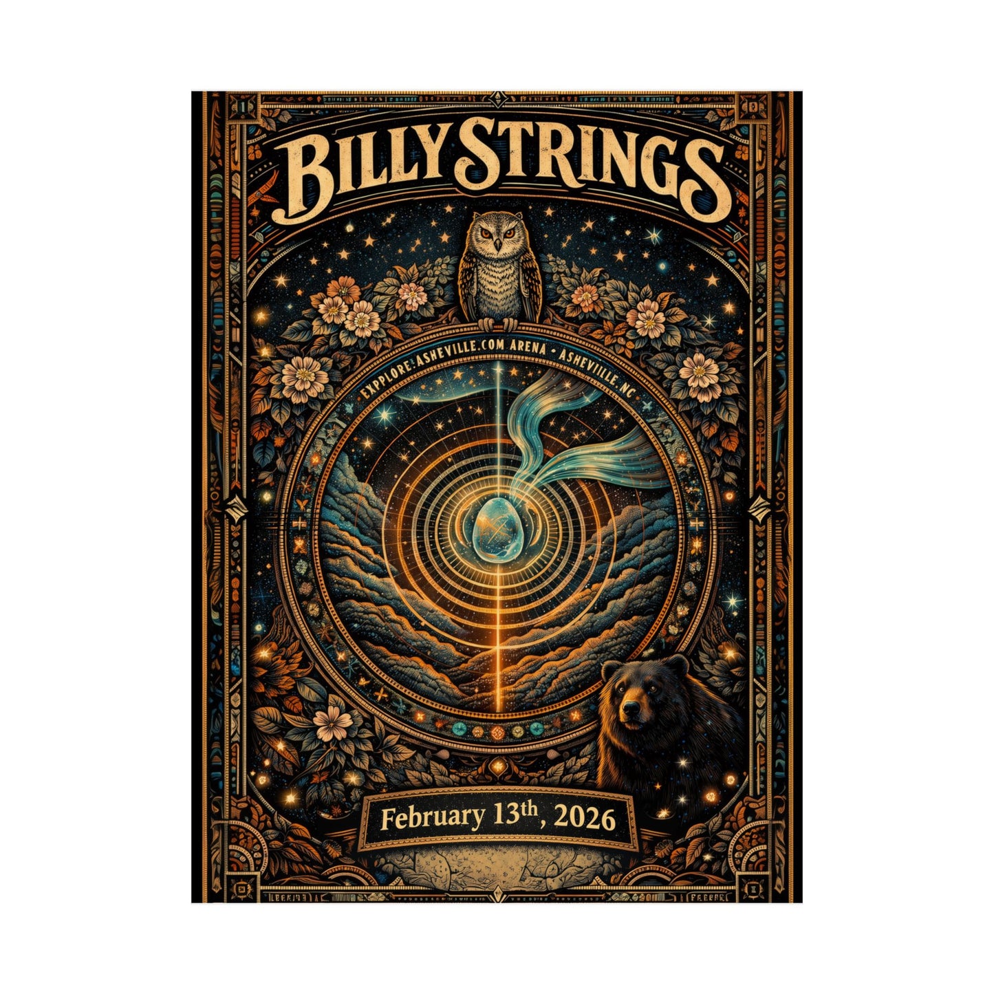 Billy Strings | 02/13/2026 | Asheville, NC | Concert Poster  | N5