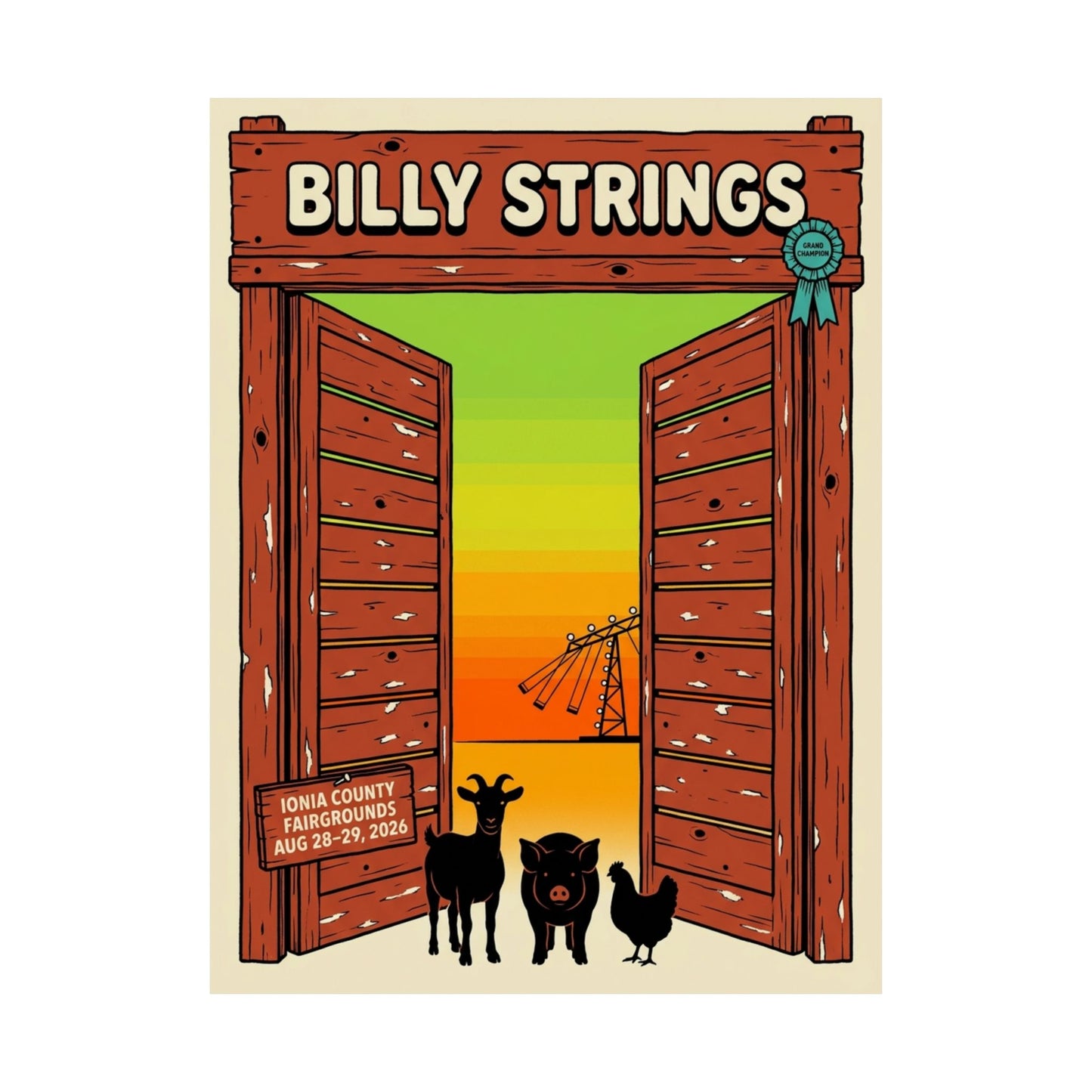 Billy Strings | August 28–29, 2026 | Ionia, MI | Concert Poster