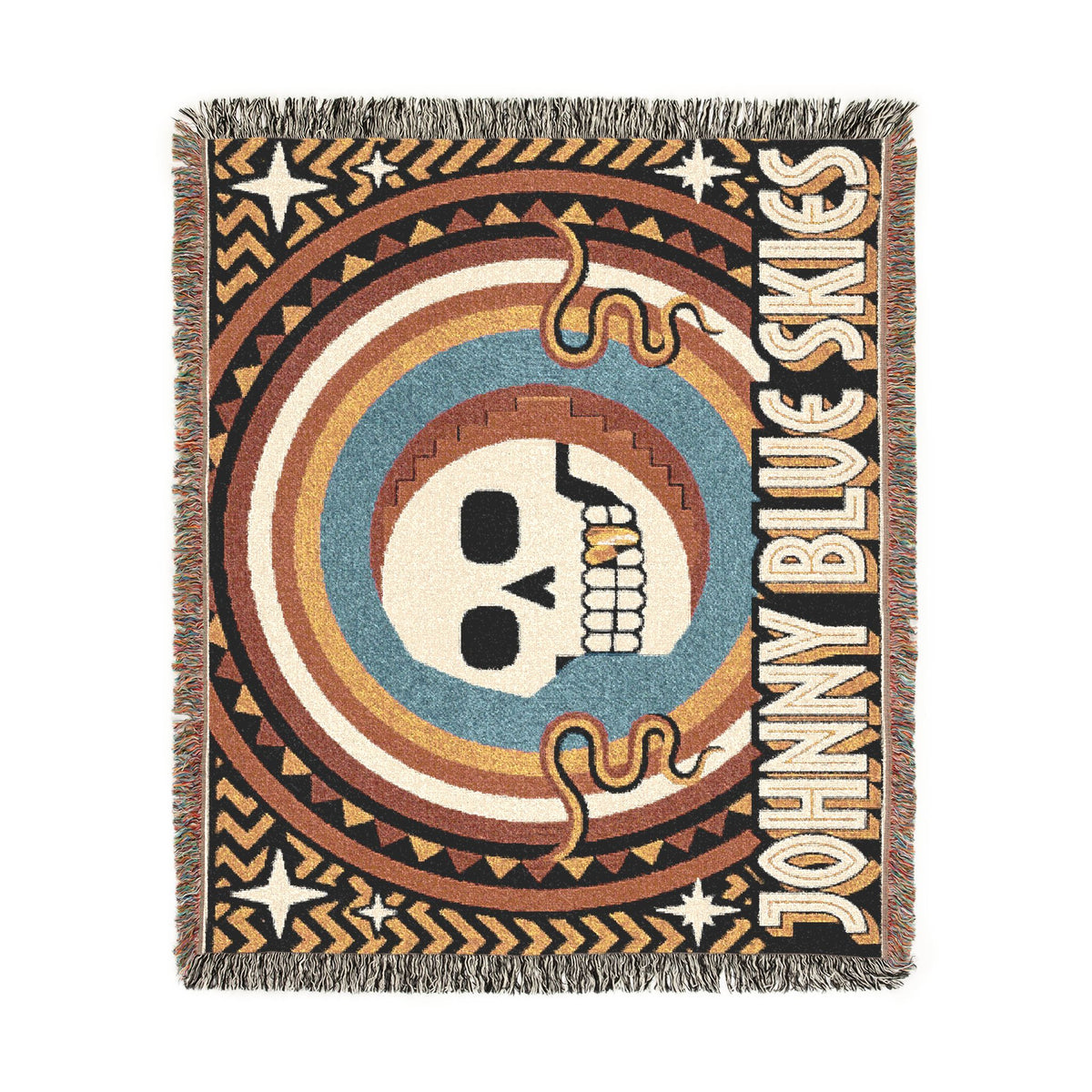 Johnny Blue Skies | Skull Moon Rising | Woven Blanket