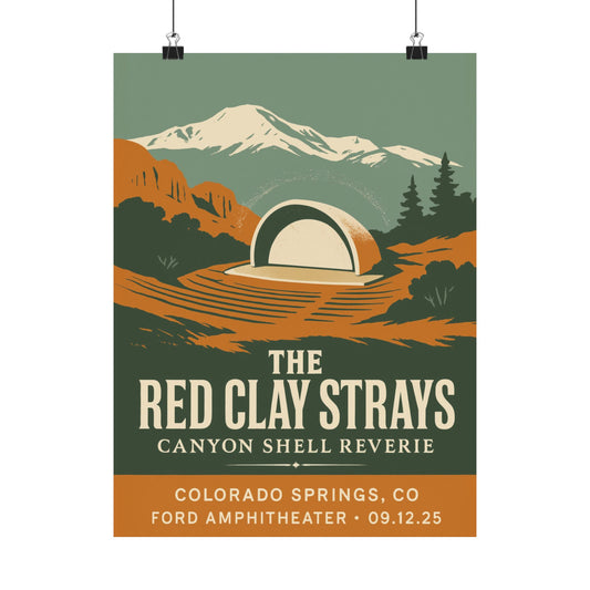 The Red Clay Strays Colorado Springs Concert Poster | September 12, 2025| Ford Amphitheater | Variant 1