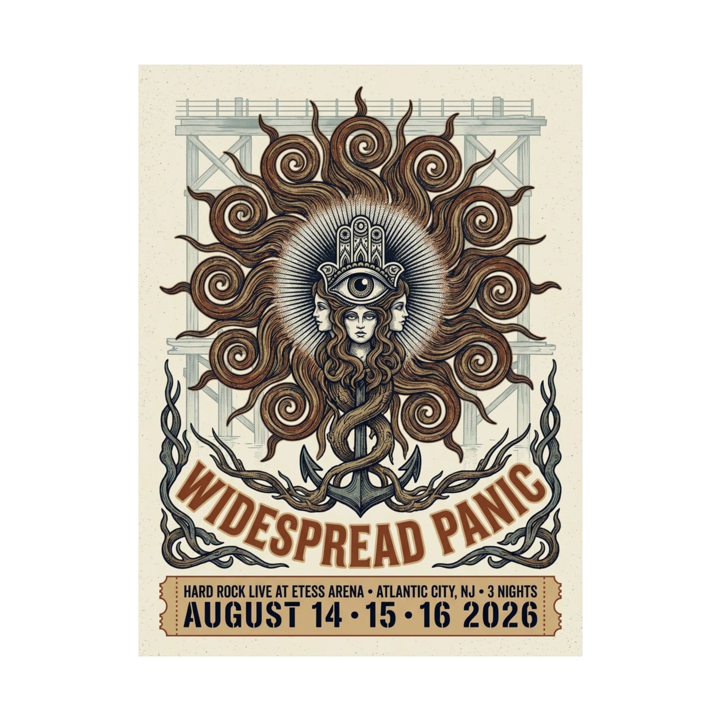 Widespread Panic | August 14–16, 2026 | Atlantic City, NJ | Concert Poster