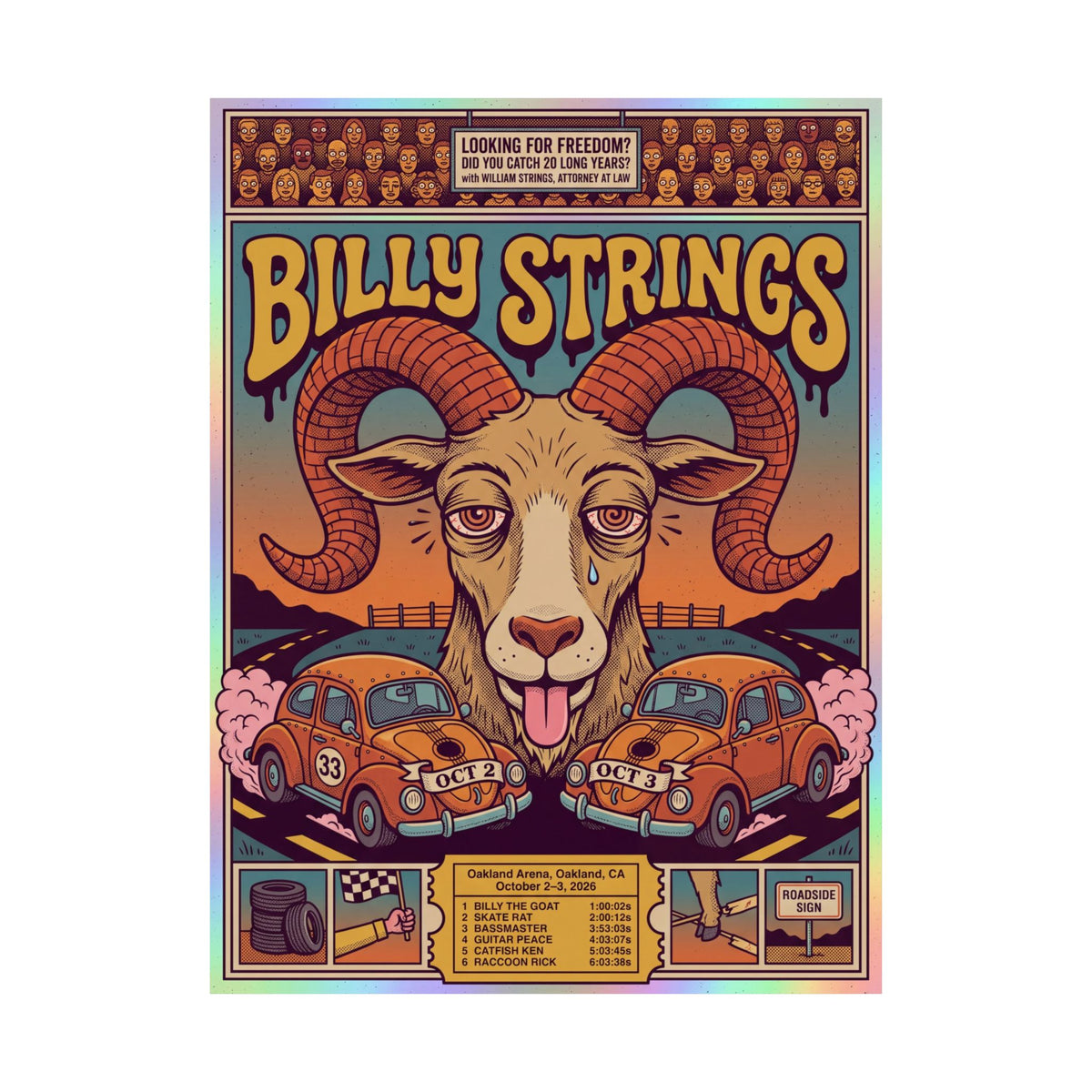 Billy Strings | October 2–3, 2026 | Oakland, CA | Concert Poster