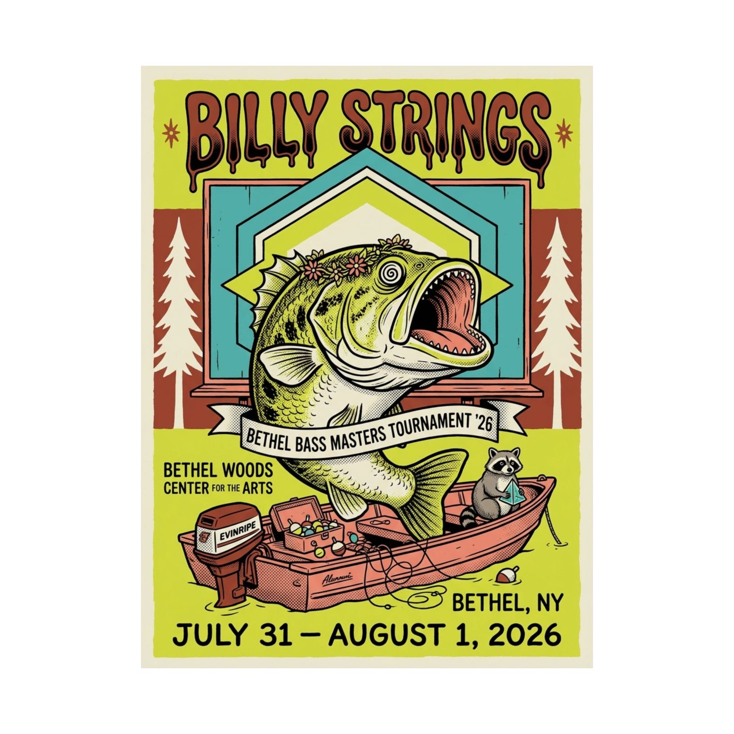 Billy Strings | July 31 – August 1, 2026 | Bethel, NY | Concert Poster
