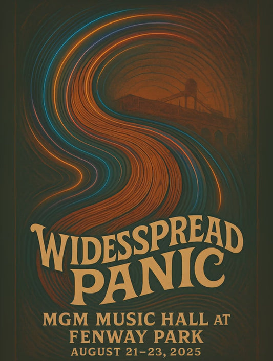 Widespread Panic Fenway Park Concert Poster - MGM Music Hall August 2025 - Vintage Jam Band Wall Art, Music Lover Gift